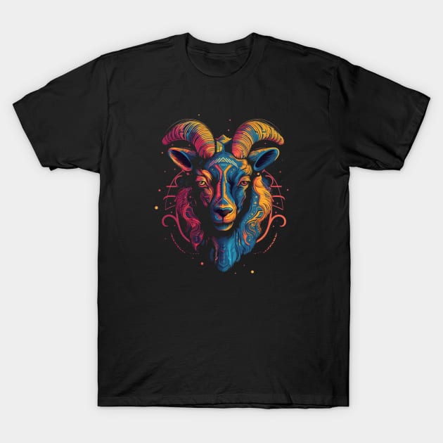 Embrace Your Inner Goat: Vibrant Zodiac Goat T-Shirt | Astrology Apparel T-Shirt by Kneazal